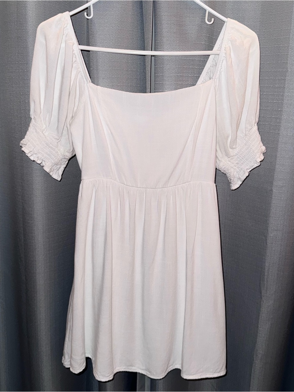 Altar’d State Women’s White Square-Neck Puff Sleeve Mini Dress Size S